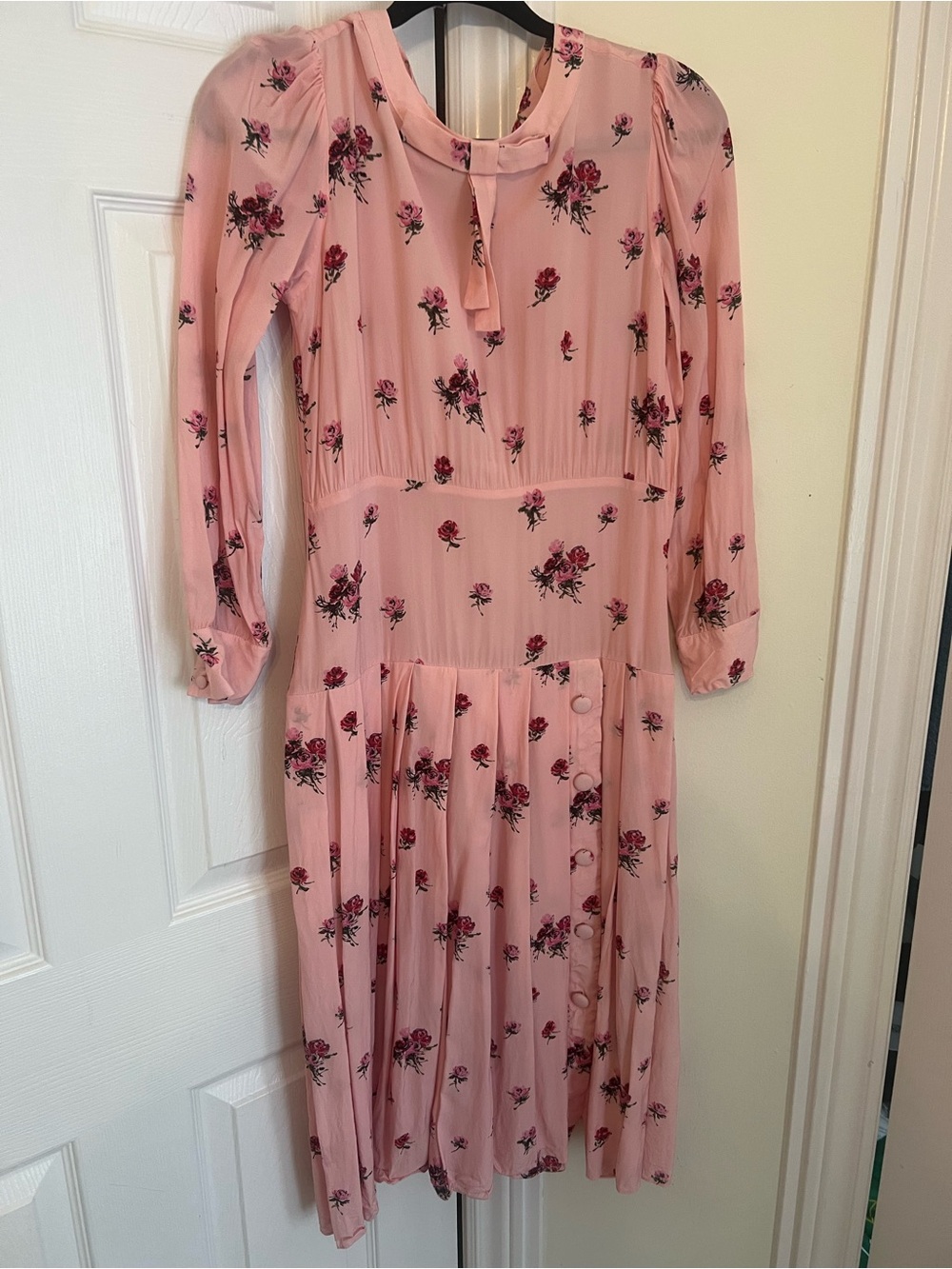 CUSTOM MADE Women's Pink Floral Midi Dress